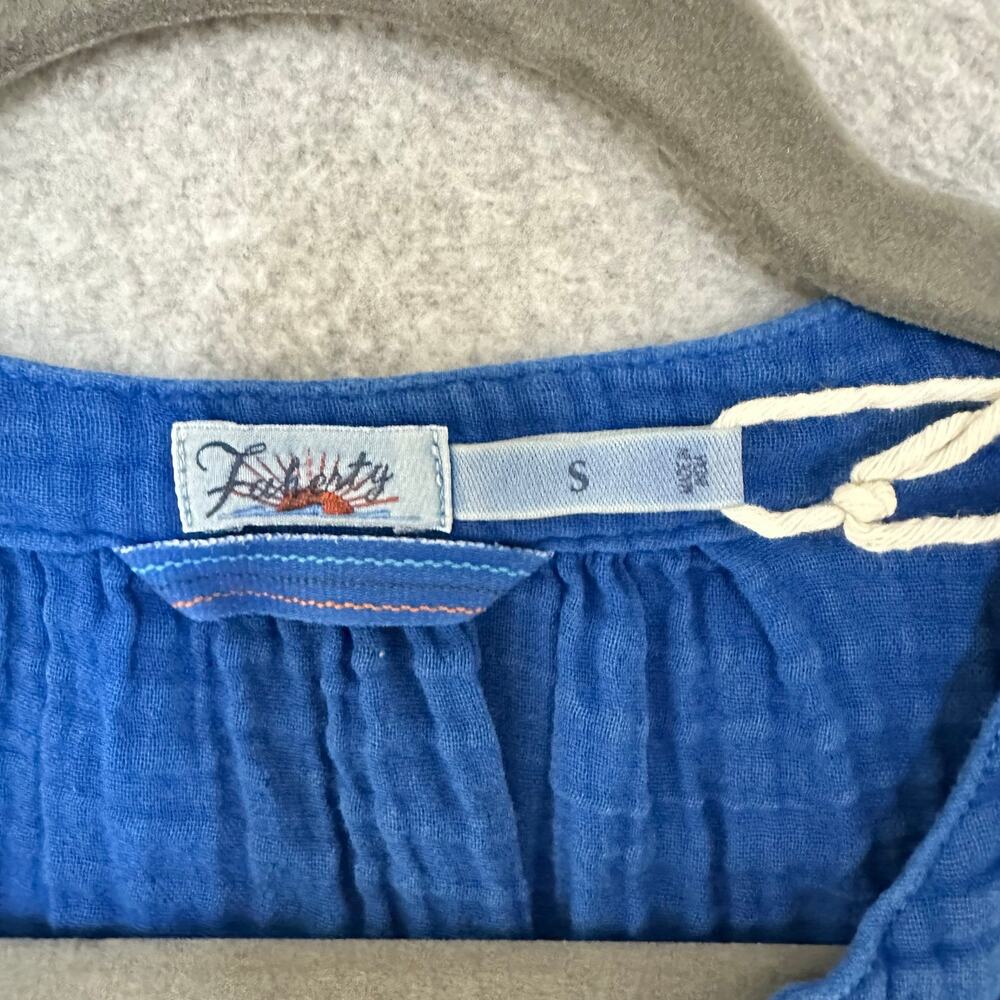 Faherty Dream Cotton Gauze Dylan Top Size S Royal Blue Organic Lightweight NWOT - Picture 3 of 10